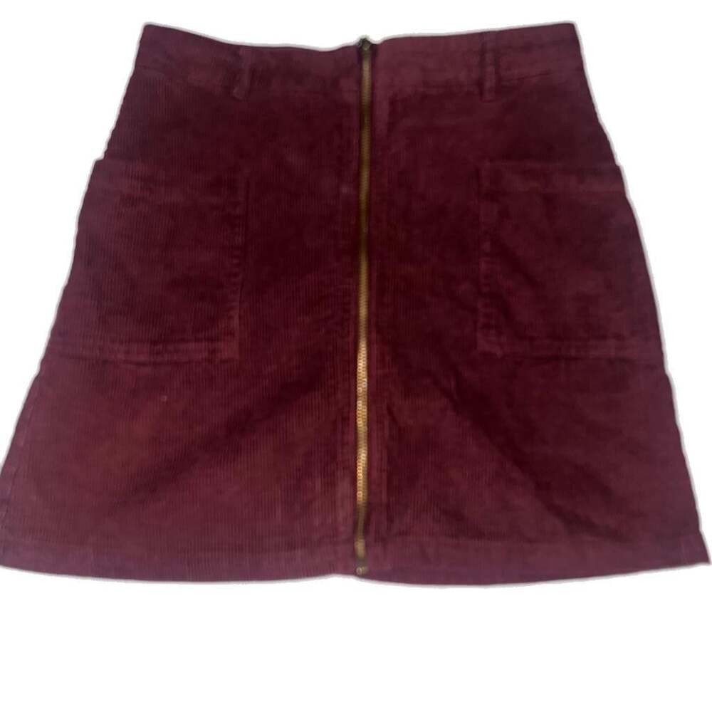 Altar'd State Burgundy Y2k Front-Zip Corduroy Mini Skirt Cottagecore Pockets-S - Picture 1 of 6